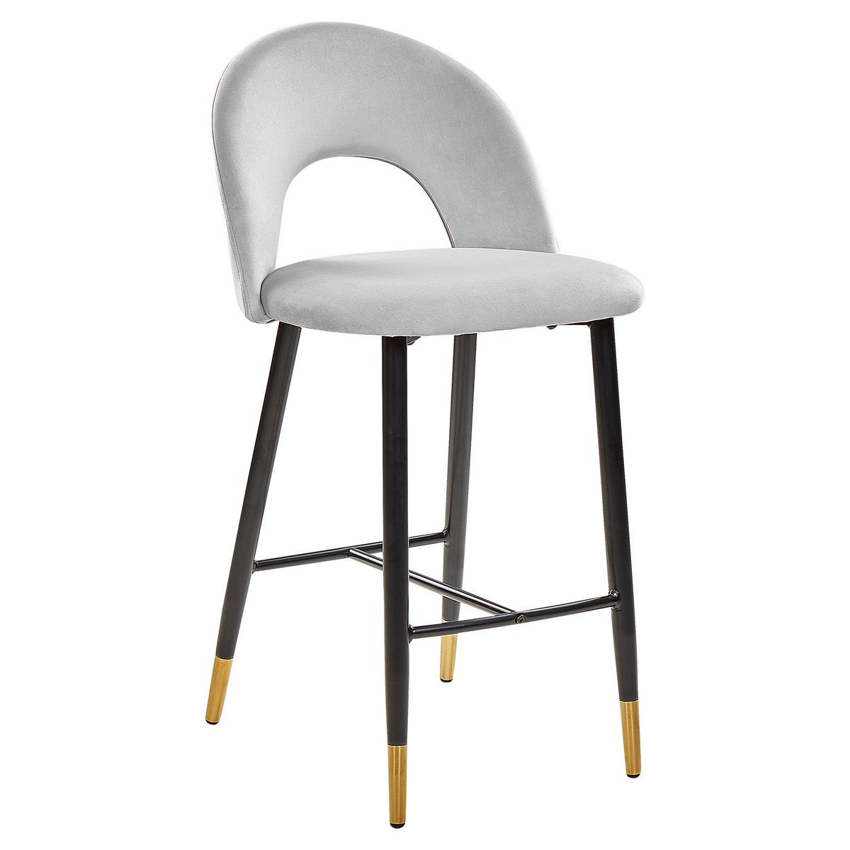 BARSTUHL 2er-Set Samtstoff Grau Falton - Grau, Textil/Metall (48/98/49cm) - Beliani