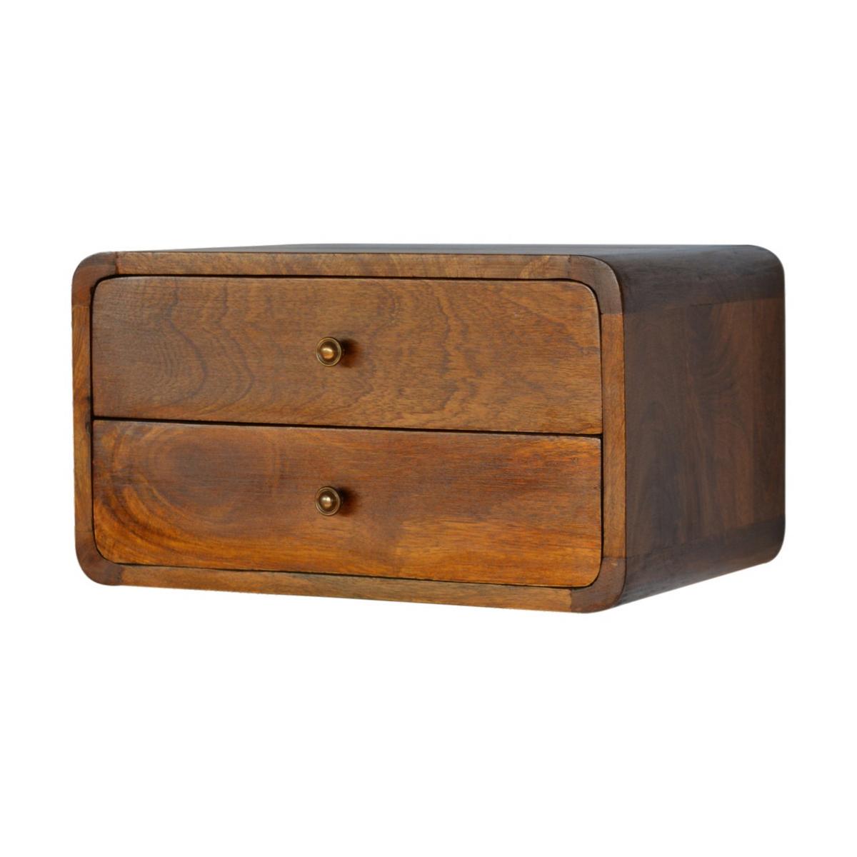 NACHTTISCH Wandmontiert, 2 Schubladen, Braun - Messingfarben/Braun, Holz/Metall (45/25/32cm) - Artisan Furniture