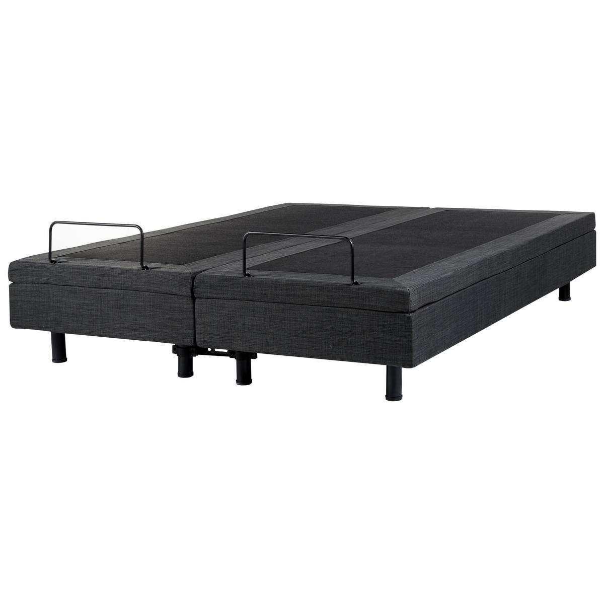 POLSTERBETT Verstellbar 160/200 cm Dunkelgrau Duke - Dunkelgrau/Schwarz, Textil (160/200cm) - Beliani