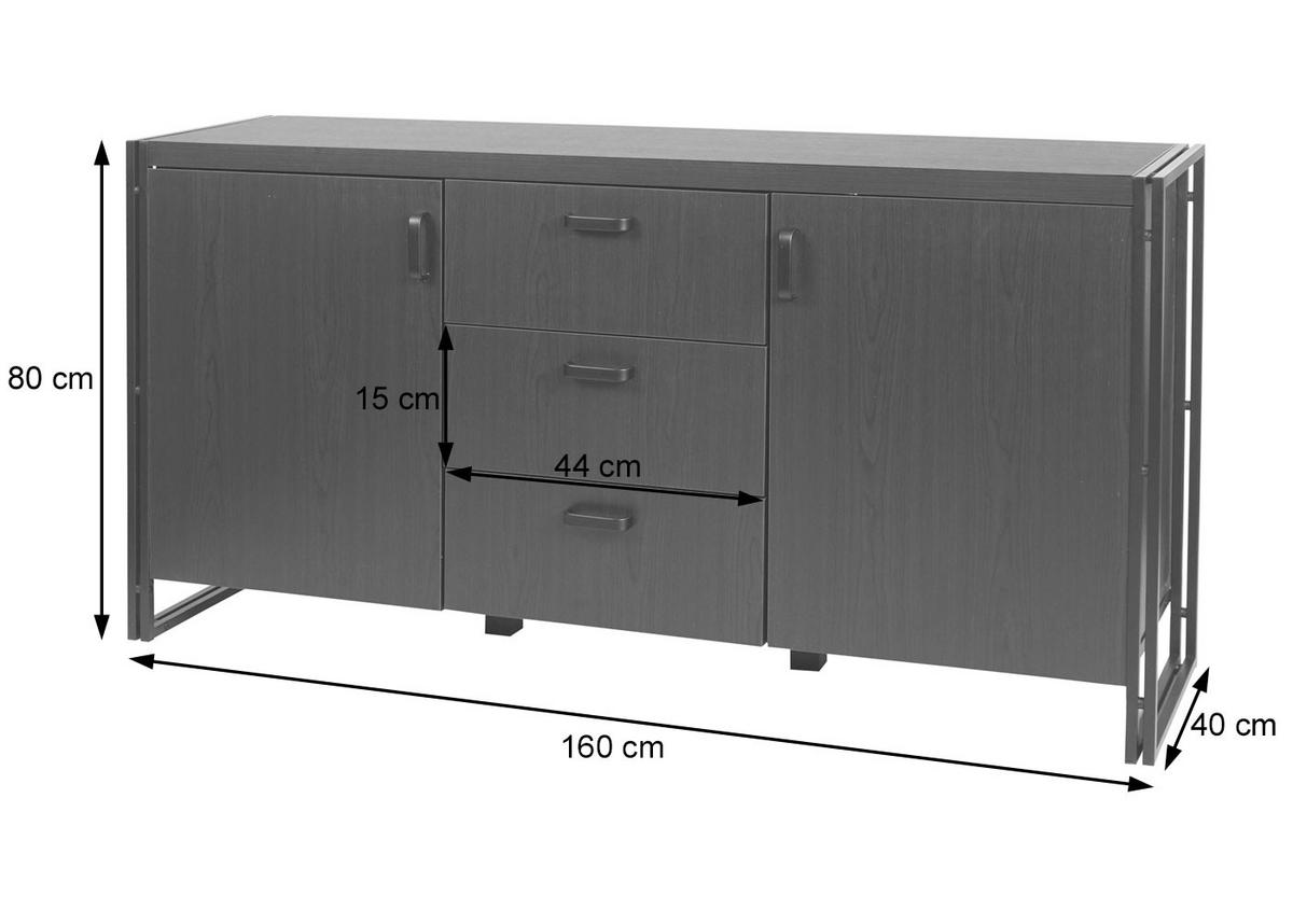 SIDEBOARD Wildeiche Dekor, Schwarz - Wildeiche/Schwarz, Holzwerkstoff (160/80/40cm) - MCW