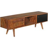 TV-LOWBOARD Massivholz, 2 Türen und Fach, Vintage-Stil, Schwarz 140x35x45 cm - Schwarz/Braun, Holz (140/45/35cm) - KADIMA DESIGN