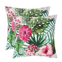 OUTDOOR-KISSEN 2er-Set 45/45 cm – Hibiskus-Blüten - Multicolor, Textil (45/45cm) - Homescapes