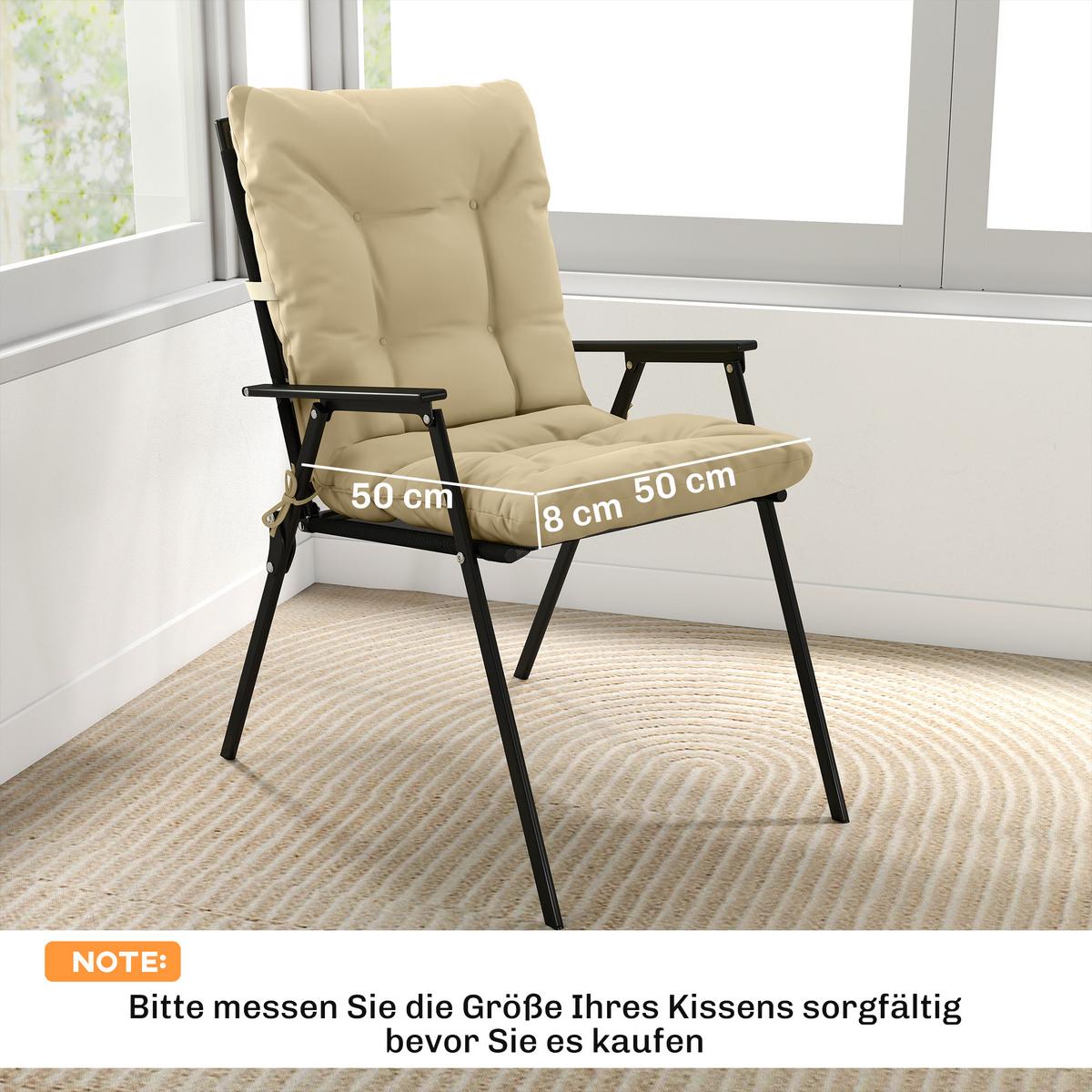 SITZKISSEN 2ER-SET Polyester PP-Baumwolle Beige - Beige, Textil (120/50/8cm) - Outsunny