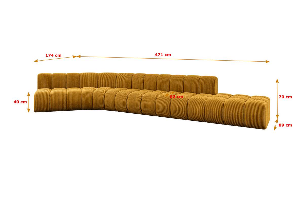 ECKSOFA modulares Sofa Brilo-L2 - 471x174x70 cm Senfgelb - Currygelb, Holzwerkstoff/Textil (471/174cm) - ALTDECOR