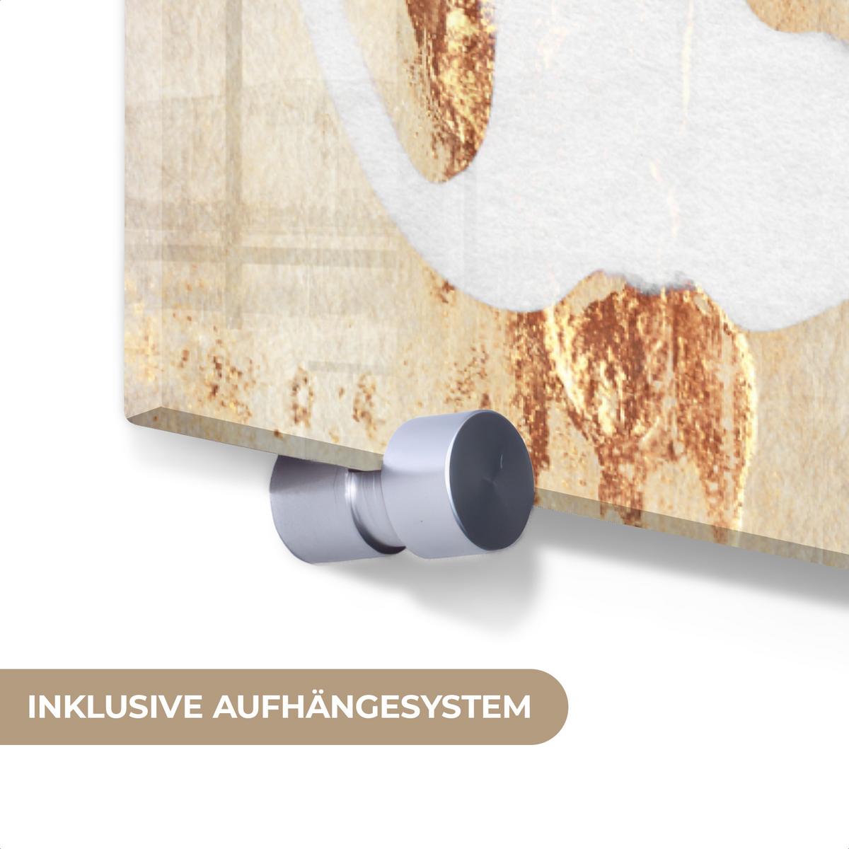 ACRYLGLASBILD Luxus - Abstrakt - Gold - Weiß 80x120 cm - Goldfarben, Glas (80/120cm) - MuchoWow