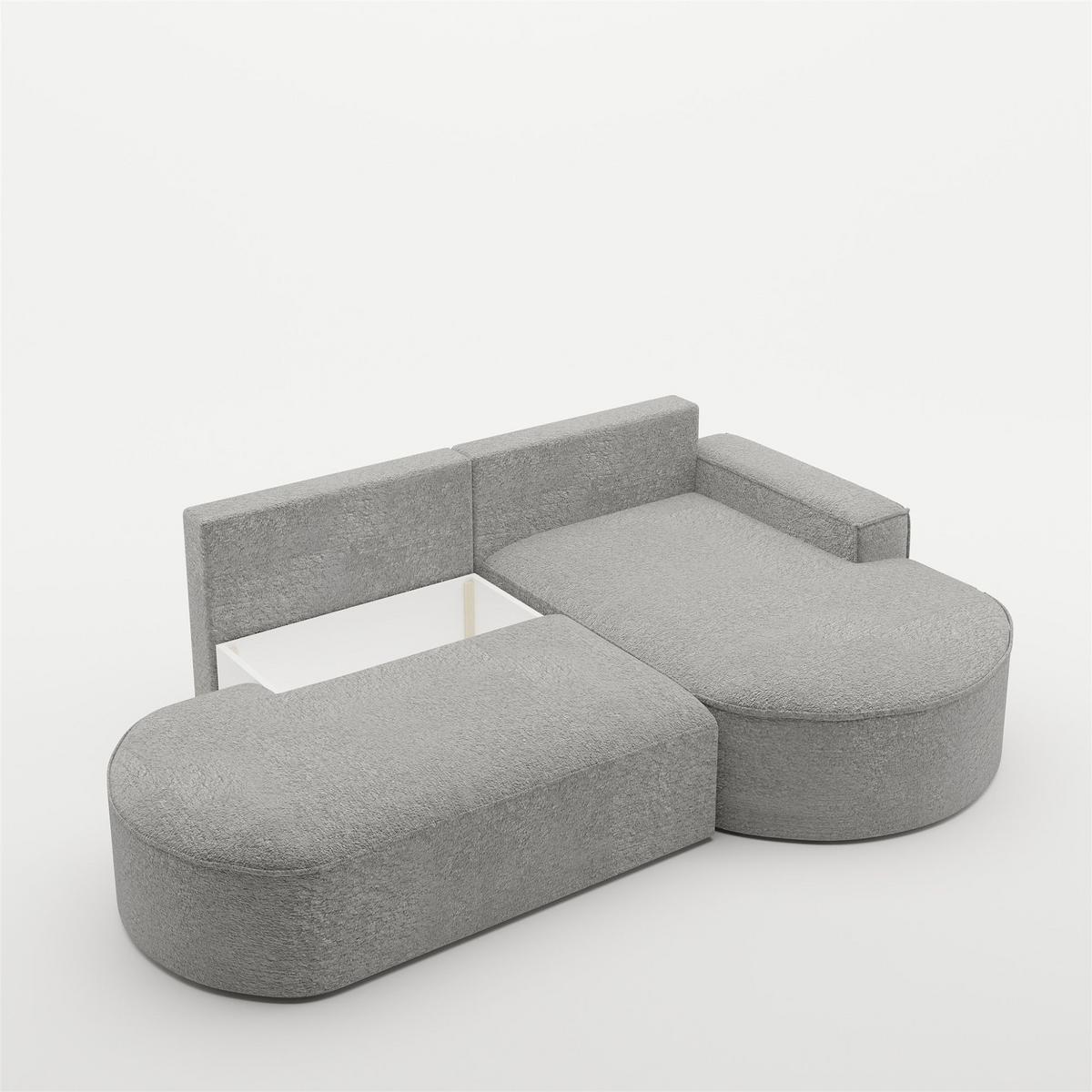 ECKSOFA Venedig Mit Schlaffunktion - Grau, Holzwerkstoff/Textil (278/179cm) - Fun Möbel