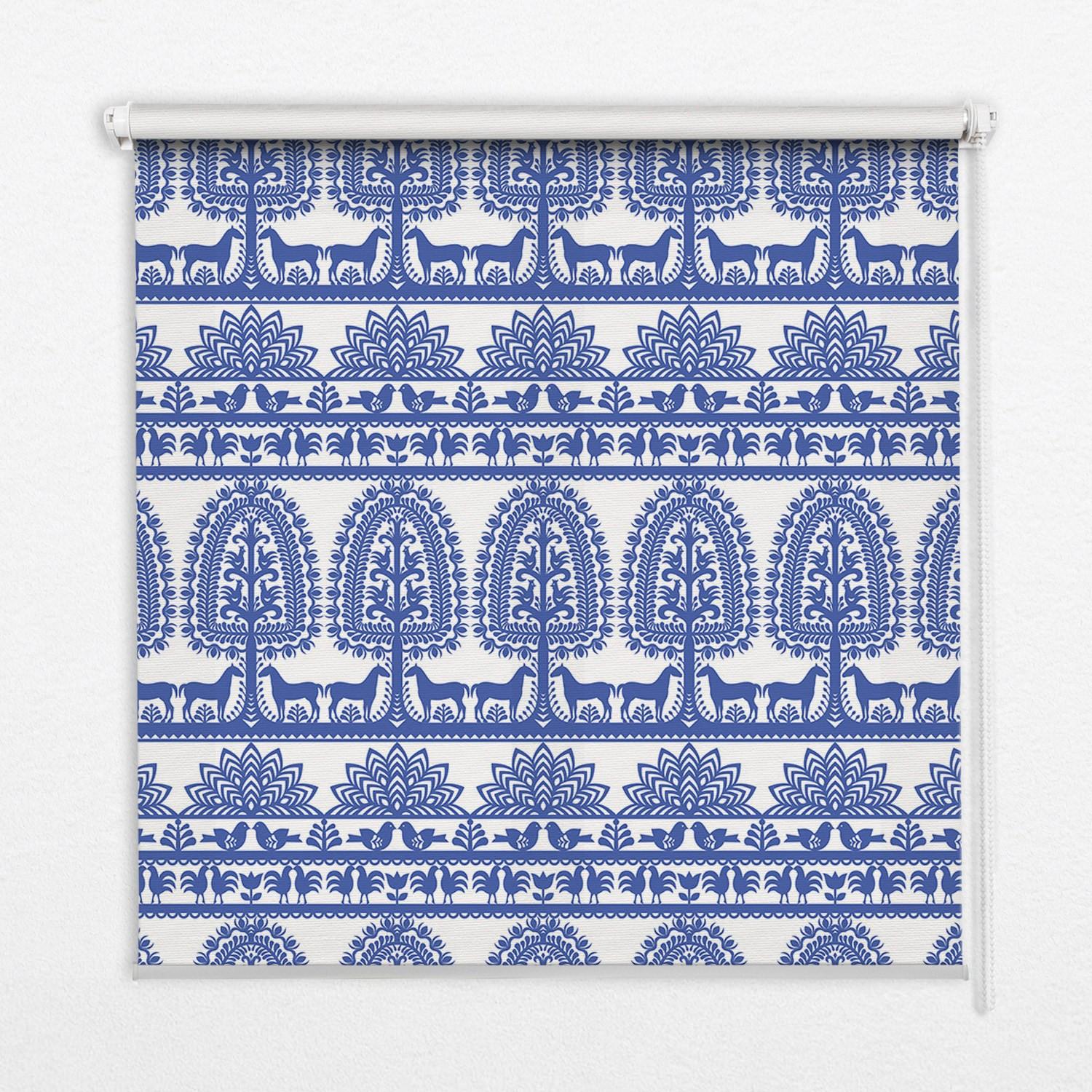 INNENROLLO - Fensterrollo - Rollo - 70x140 cm - Blaues Muster - Blau, Kunststoff (70/140/0.5cm) - TULUP