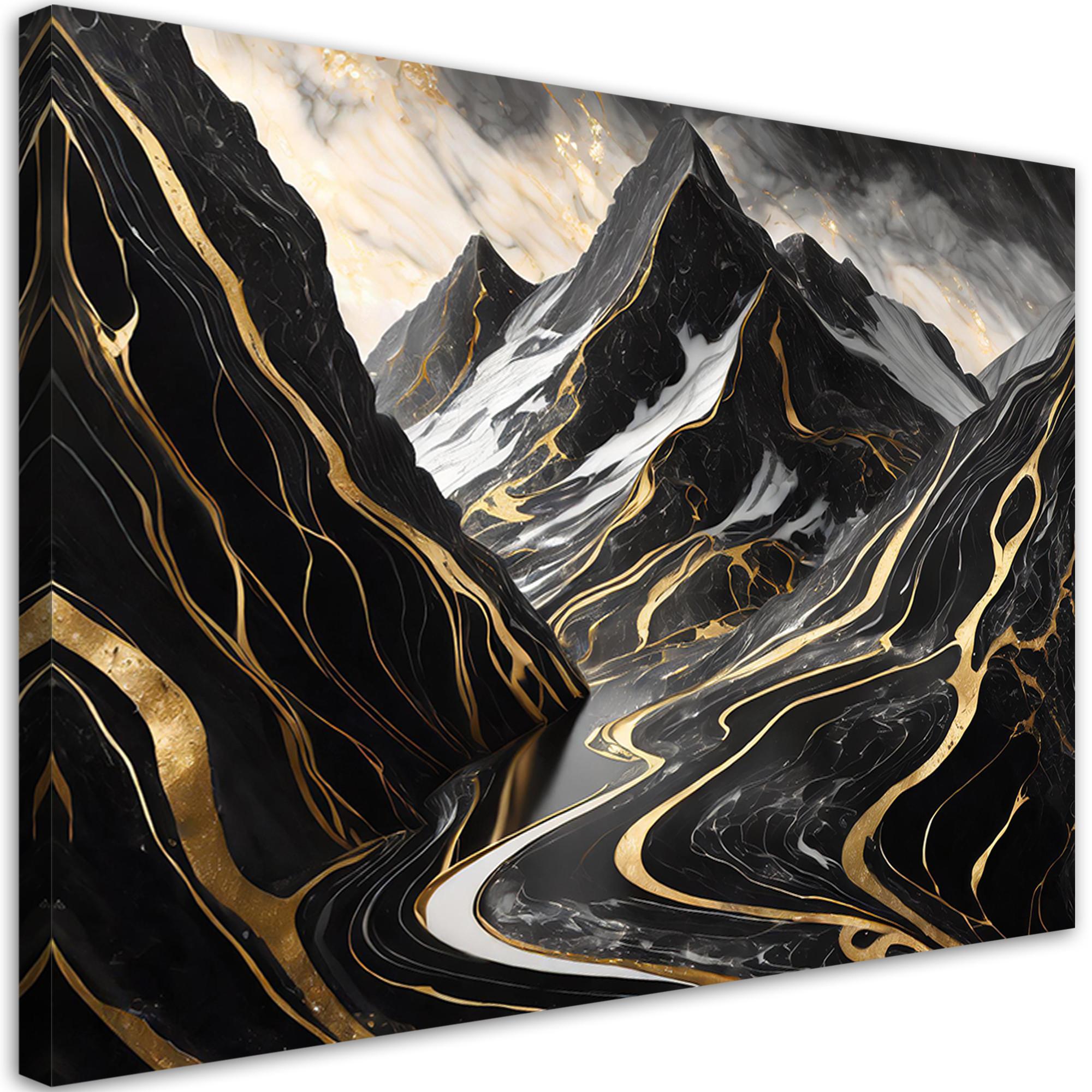 WANDBILD berge abstraktion glamour - Schwarz, Textil (60/40cm) - Feeby