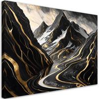 WANDBILD berge abstraktion glamour - Schwarz, Textil (60/40cm) - Feeby