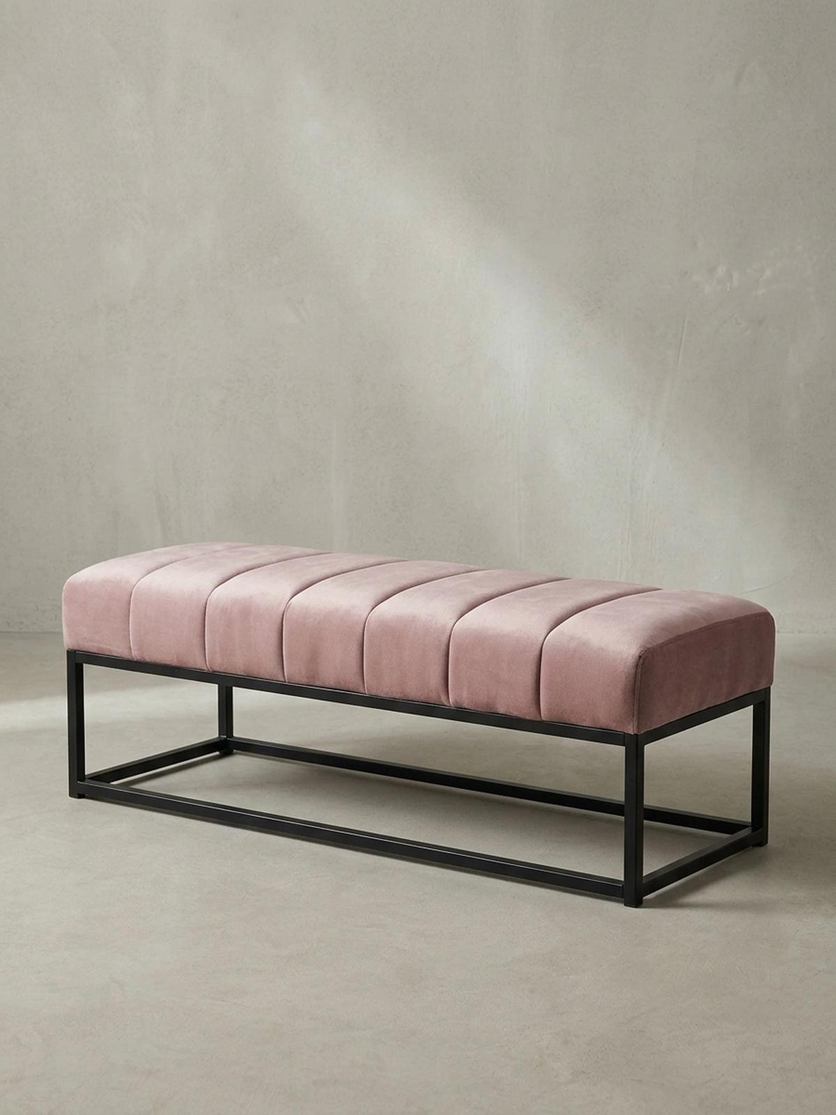 SITZBANK Samt Metallgestell gepolstert, Rosa 108x40x40 cm - Pink/Schwarz, Textil/Metall (108/40/40cm) - KADIMA DESIGN