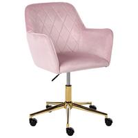 SCHREIBTISCHSTUHL Samtstoff Pastellrosa Leloria - Pink, Textil (60/83/60cm) - Beliani
