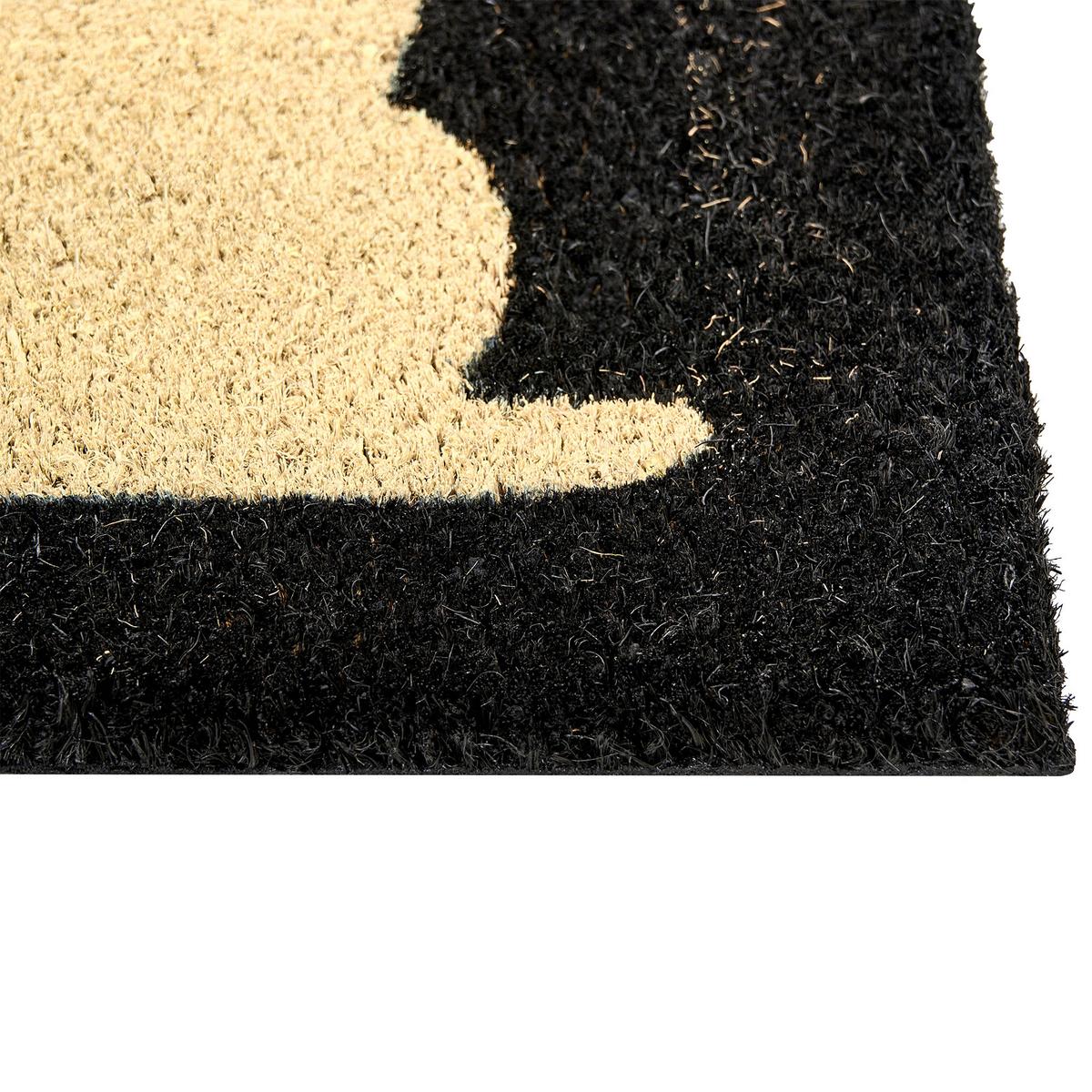 FUSSMATTE Schwarz 60/90 cm Katze Kokosfasern Napalit - Beige, Textil (60/90cm) - Beliani