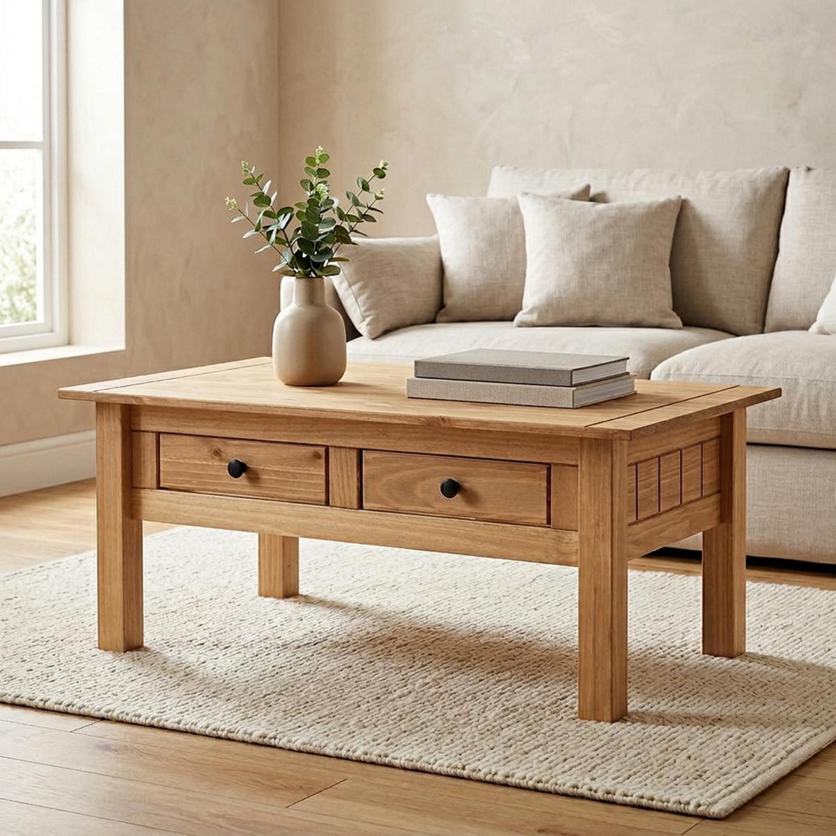 COUCHTISCH CANCUN gebeizt/gewachst - Kieferfarben, Holz (60/100/44cm) - IDIMEX