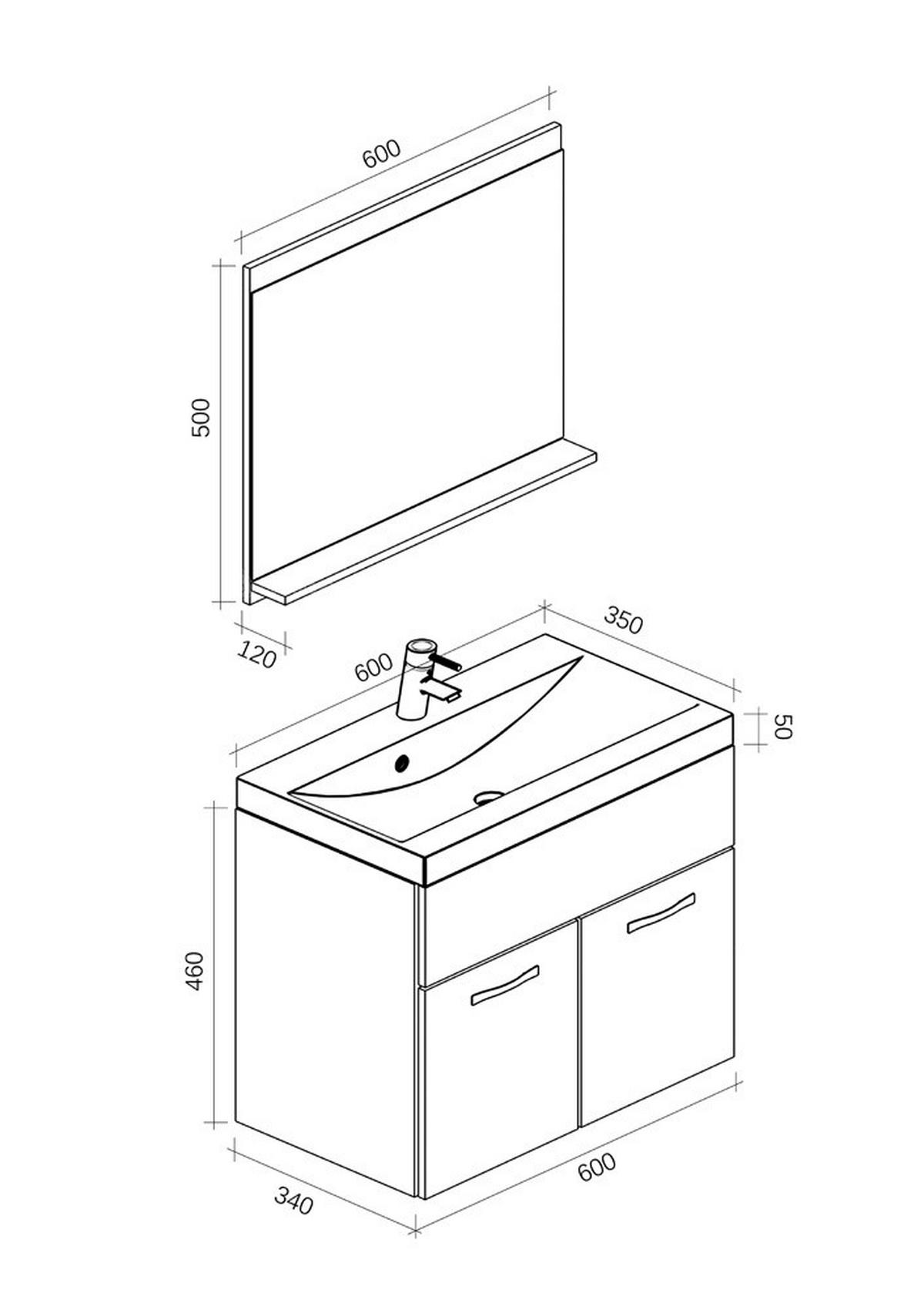BADMÖBEL-SET Montreal 02 3 Teile Eiche - 60 x 35 x 51 cm - Chromfarben/Eichefarben, Holz/Metall (60/51/35cm) - Badplaats