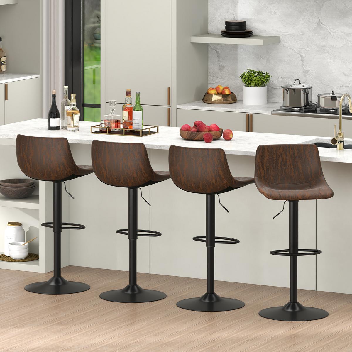 BARHOCKER Braun(2er-Set) - Braun, Metall (47.5/83/43cm) - COSTWAY