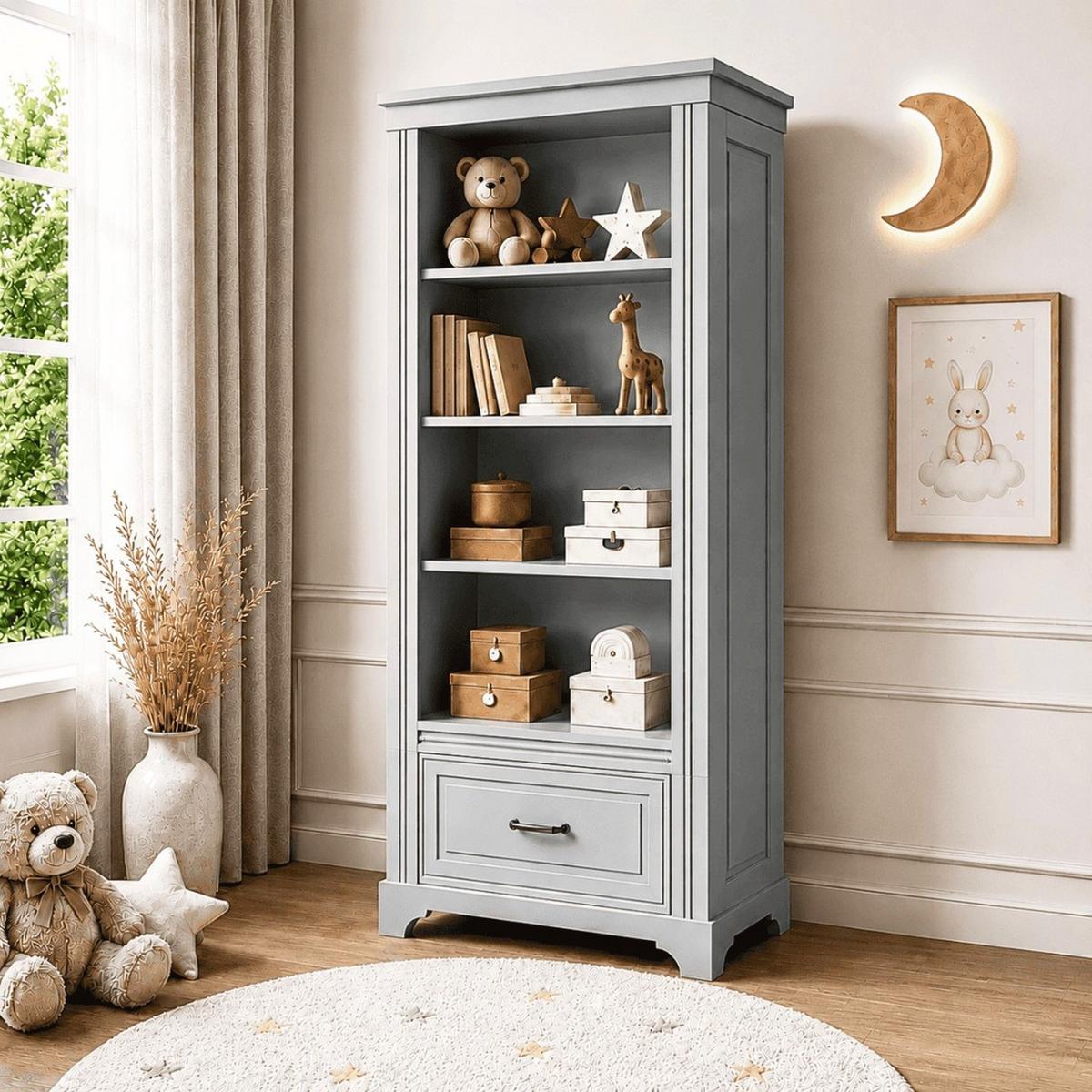 WALL shelf TWINKLE für das Kinderzimmer Grau matt Schublade - Grau, Holzwerkstoff (81/180/48cm) - Lookway