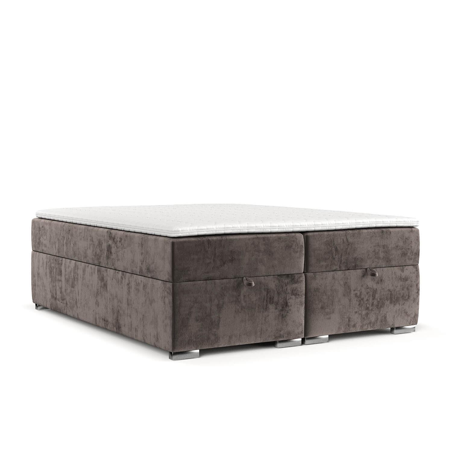 BOXBETT Reto 200/200 cm Braun im Lotta Stoff - Chromfarben/Braun, Holz/Holzwerkstoff (200/200cm) - AltaBeds