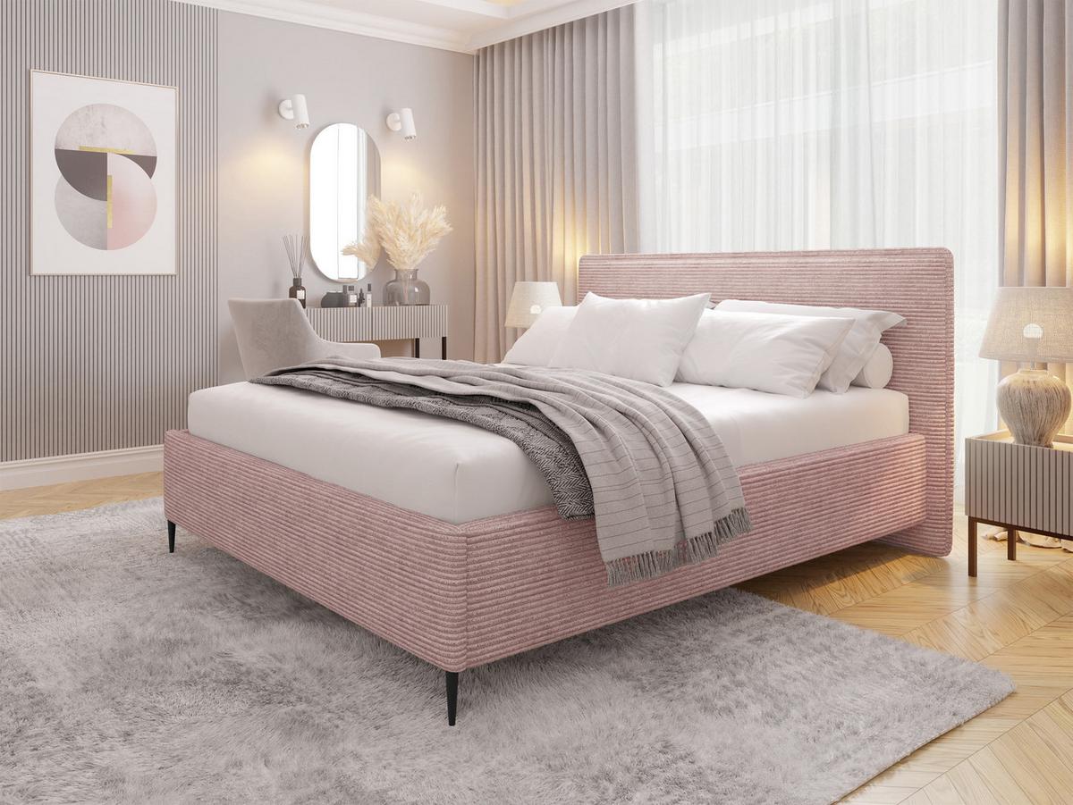 POLSTERBETT Puretta - Hellrosa/Schwarz, Holzwerkstoff/Textil (160/200cm) - MIRJAN24