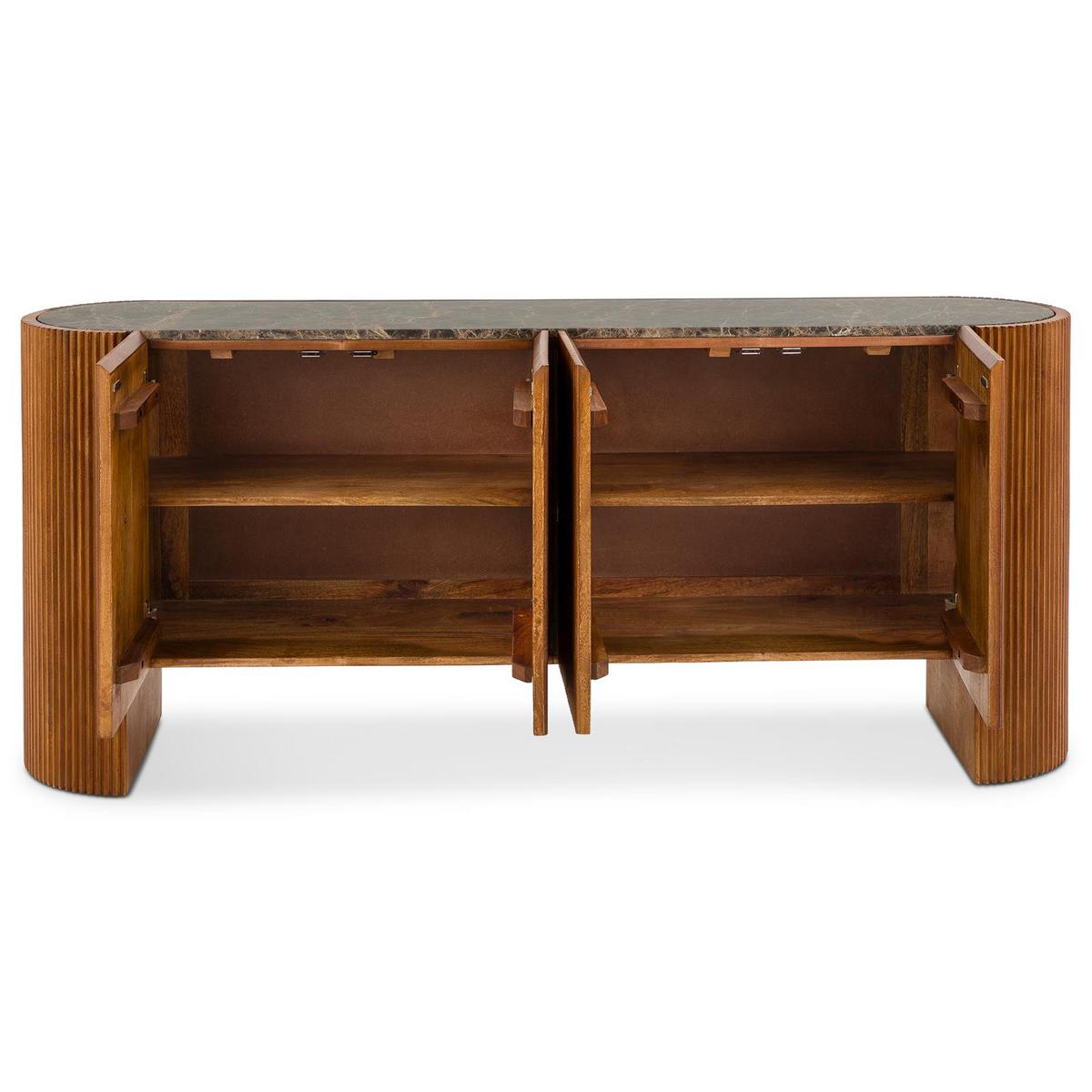 SIDEBOARD TABORA braun, dunkelbraun - Braun, Stein (180/76/40cm) - IDIMEX