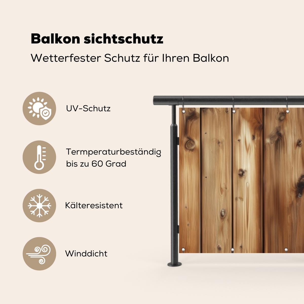 BALKON-SICHTSCHUTZ Holz - Regale - Braun Balkon Deko 300x110 cm - Buchefarben, Kunststoff (300/110cm) - MuchoWow