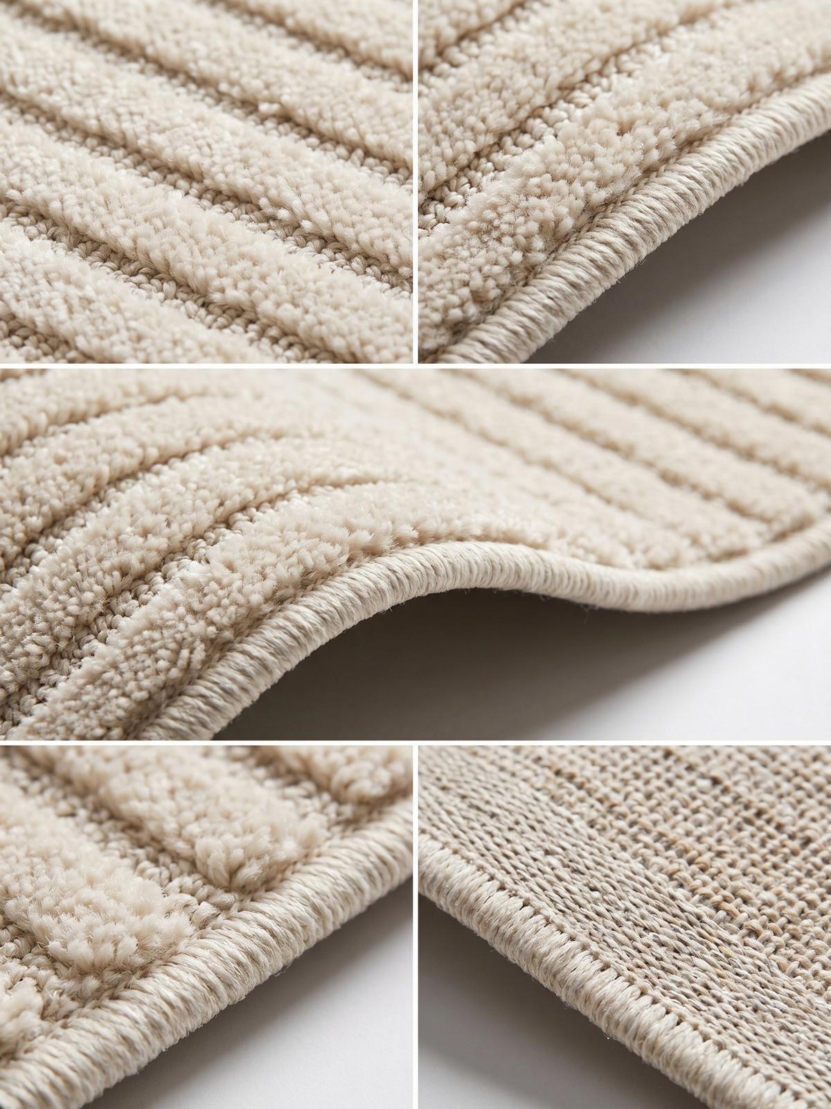 TEPPICH Hochflor RIGI in Creme, mit Cord-Streifen-Patchwork, Ø 200 cm - Beige, Textil (200/200cm) - KADIMA DESIGN