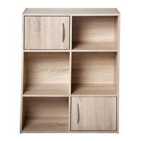 AUFBEWAHRUNGSREGAL 6 Fächer mit 2 Türen - L61,5 cm - Eschefarben, Holzwerkstoff (29.5/80/32.6cm) - Calicosy