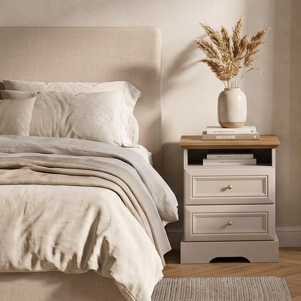 NACHTTISCH Dulci Kaschmir und Holz - Beige, Holzwerkstoff (54.7/63.5/39.7cm) - Petits-meubles