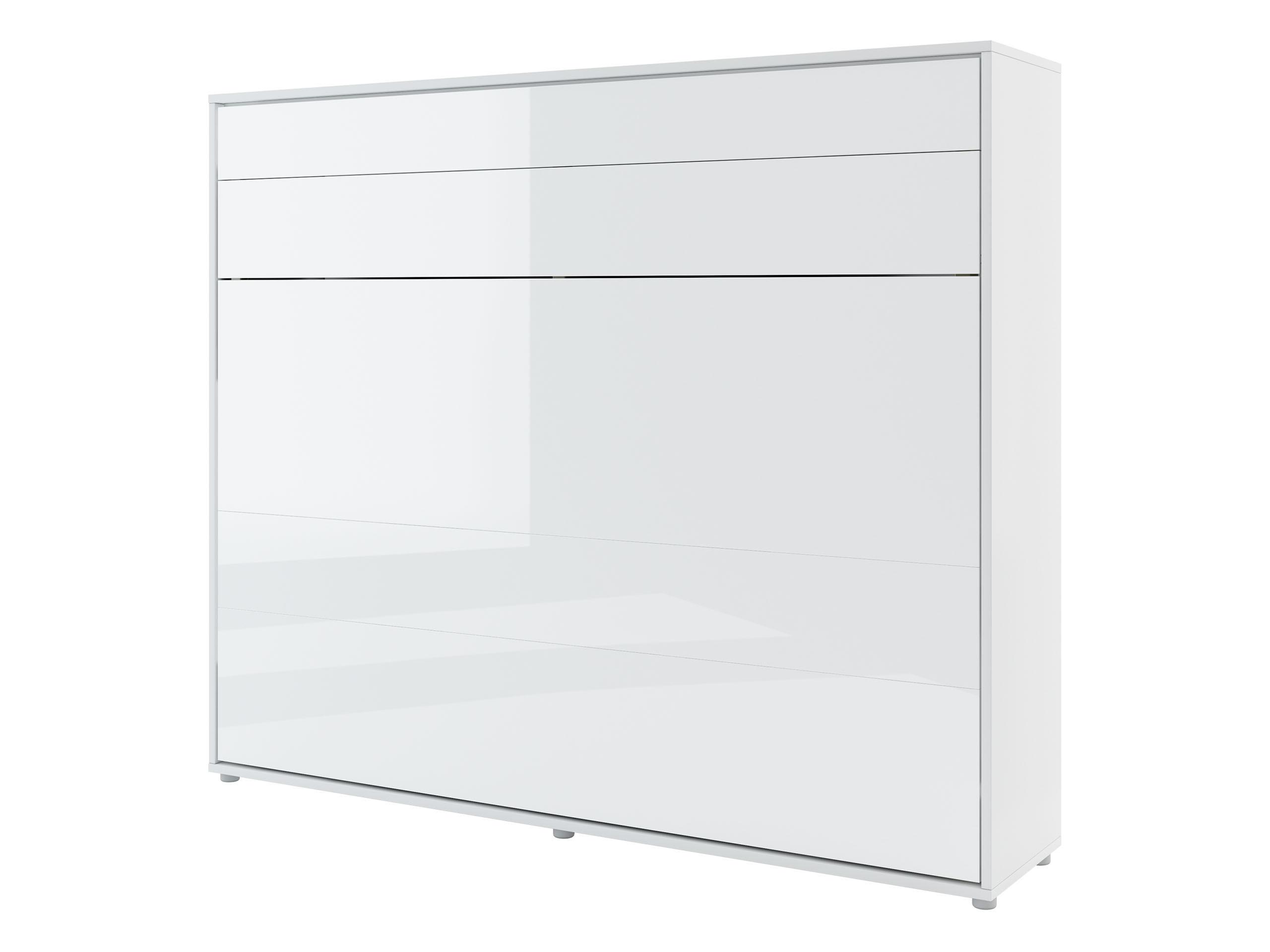 SCHRANKBETT Bed-Concept BC-14 160x200 mit weißer LED Beleuchtung - Weiß Hochglanz/Grau, Holz/Holzwerkstoff (160/200cm) - MIRJAN24
