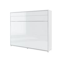 SCHRANKBETT Bed-Concept BC-14 160x200 mit weißer LED Beleuchtung - Weiß Hochglanz/Grau, Holz/Holzwerkstoff (160/200cm) - MIRJAN24