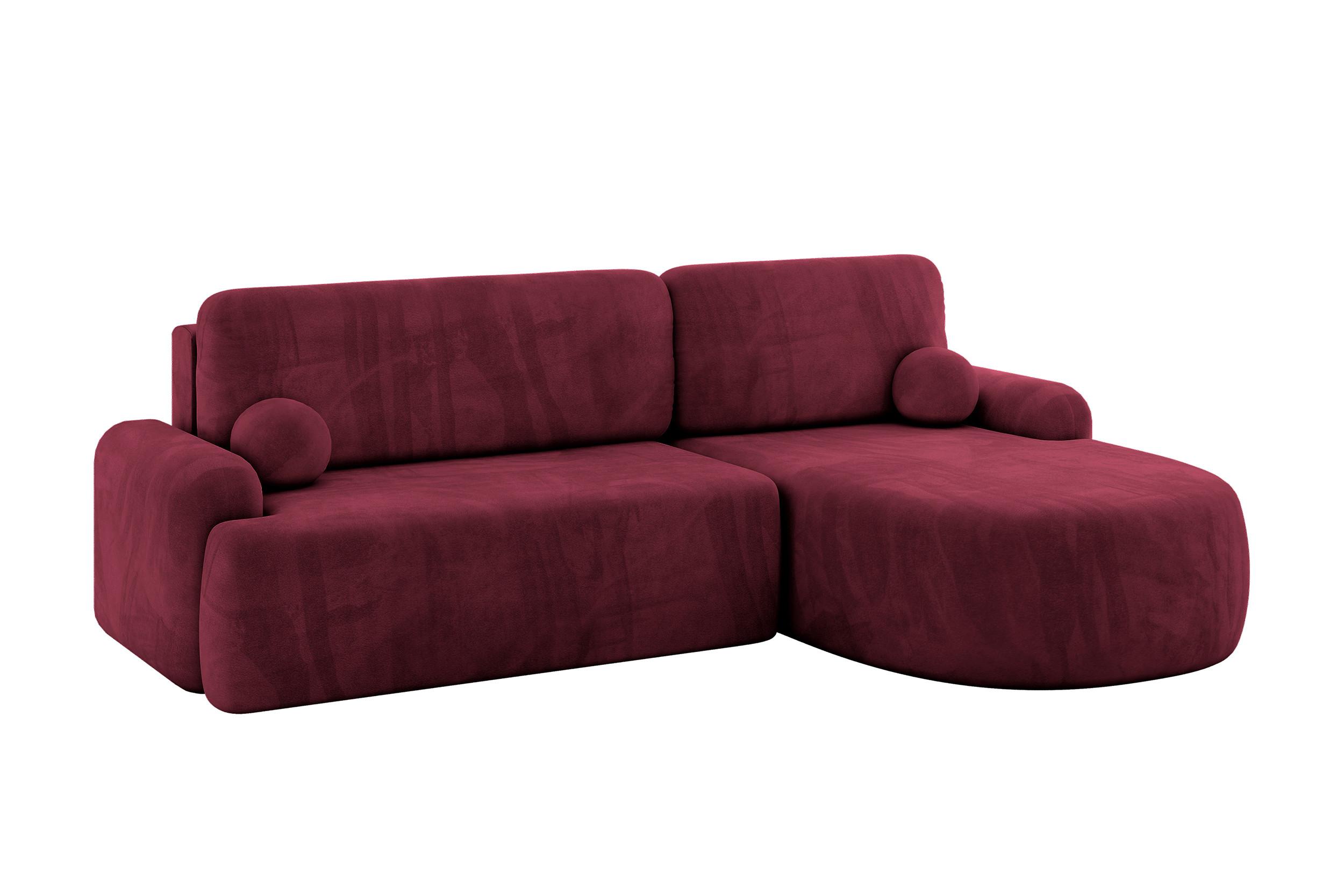 ECKSOFA mit Schlaffunktion und Bettkasten LIRA-L - 264x172x89 Bordeauxrot - Bordeaux, Holzwerkstoff/Textil (172/264cm) - ALTDECOR