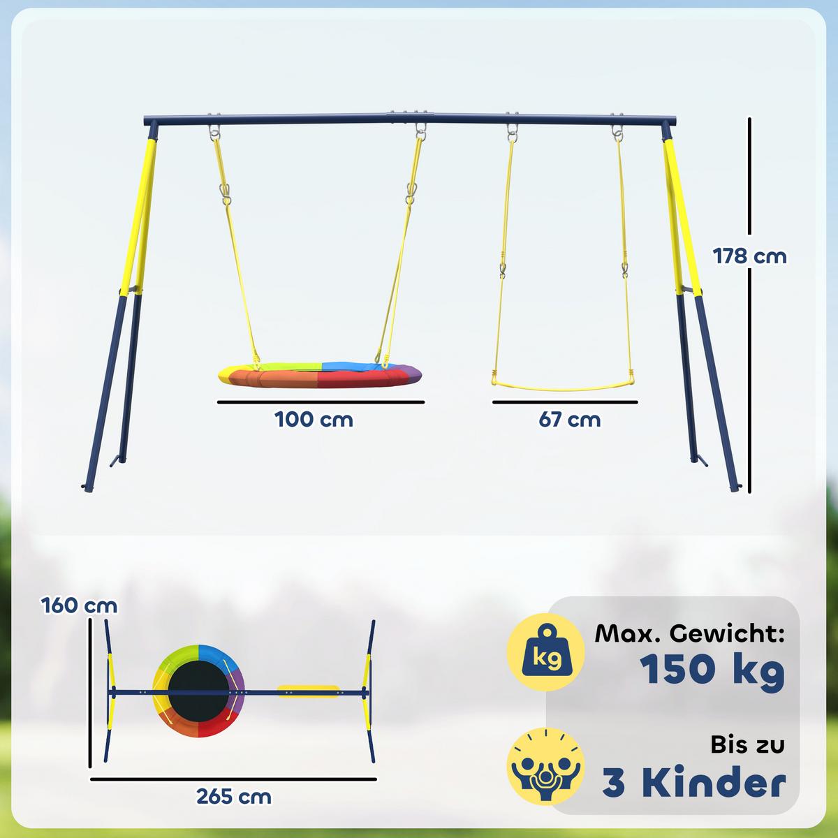 SCHAUKELGESTELL Stahl Oxford-Gewebe Mehrfarbig - Multicolor, Metall (160/265cm) - AIYAPLAY
