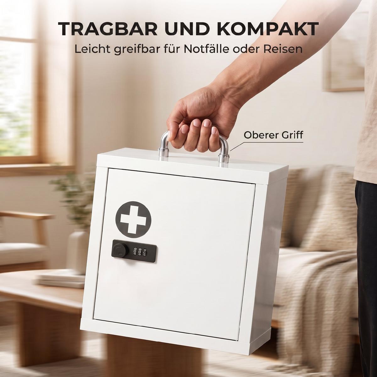 MEDIZINSCHRANK Edelstahl Weiß - Chromfarben/Weiß, Metall (14/30/30cm) - HOMCOM
