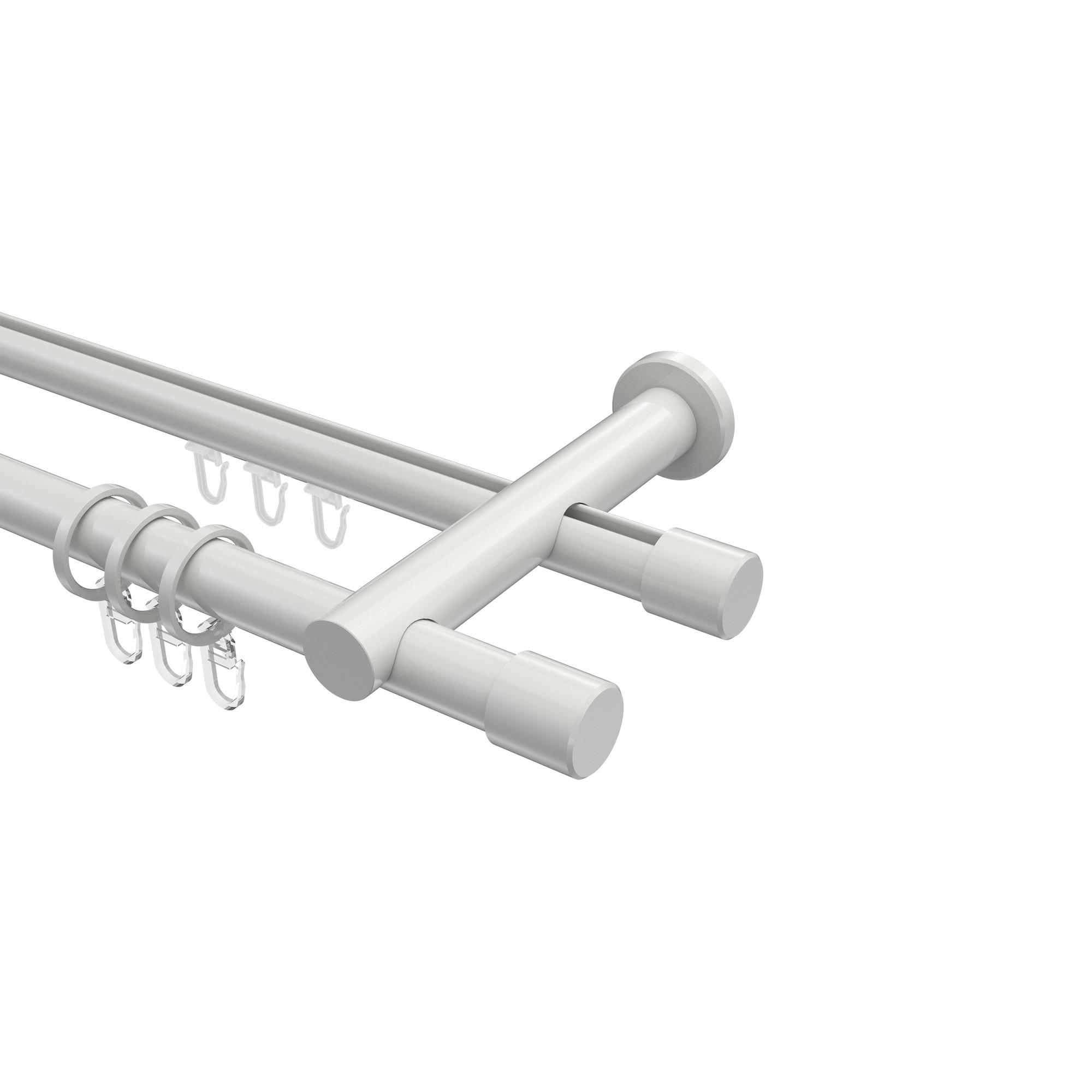 GARDINENSTANGE RUNDROHR-INNENLAUF Platon Santo 280 cm (geteilt in 2 x 140 cm), 2-läufig, 20 mm Ø Weiß - Weiß, Metall (280cm) - INTERDECO
