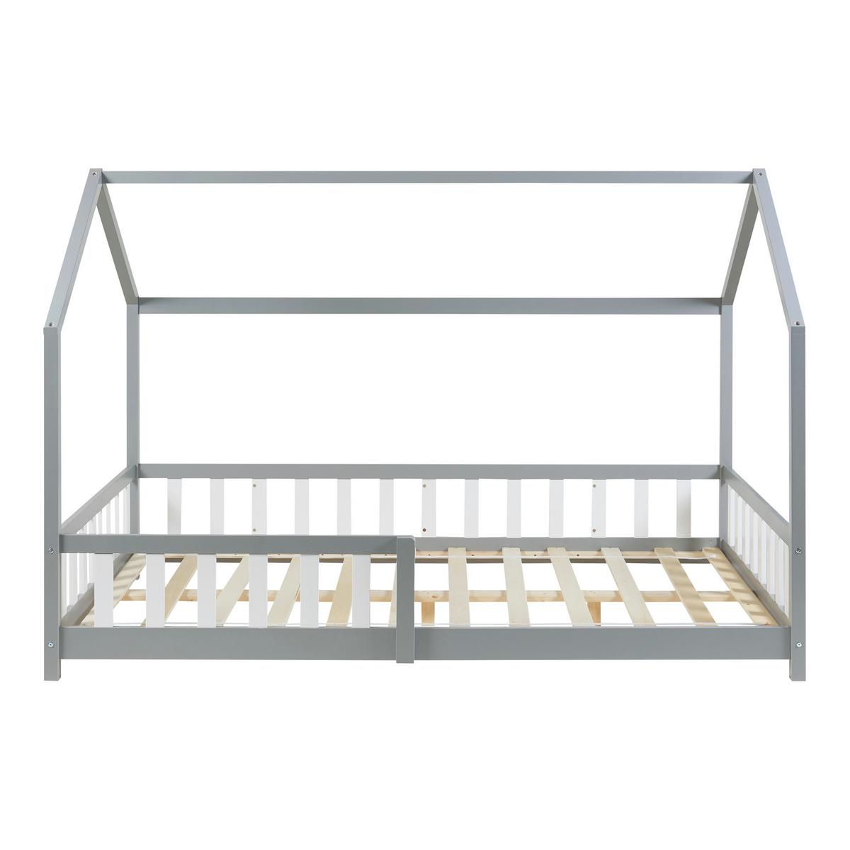 HAUSBETT Hesel - Grau, Holz (120/200cm) - [en.casa]