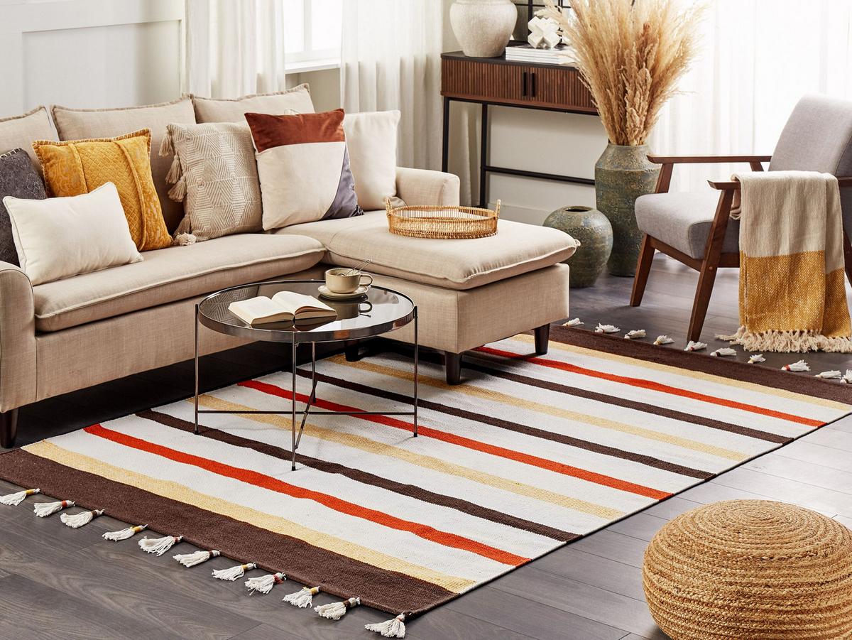 TEPPICH geflochten Hisarli 200/140 cm - Braun, Textil (140/200cm) - Beliani