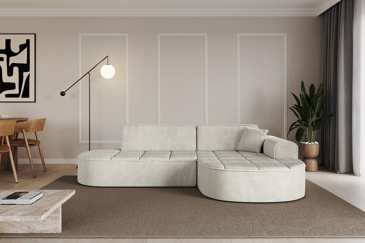 ECKSOFA Ottomane Rechts TARO-L1 - 243x171x79,5 cm Creme - Hellgrau/Creme, Holzwerkstoff/Textil (243/171cm) - ALTDECOR