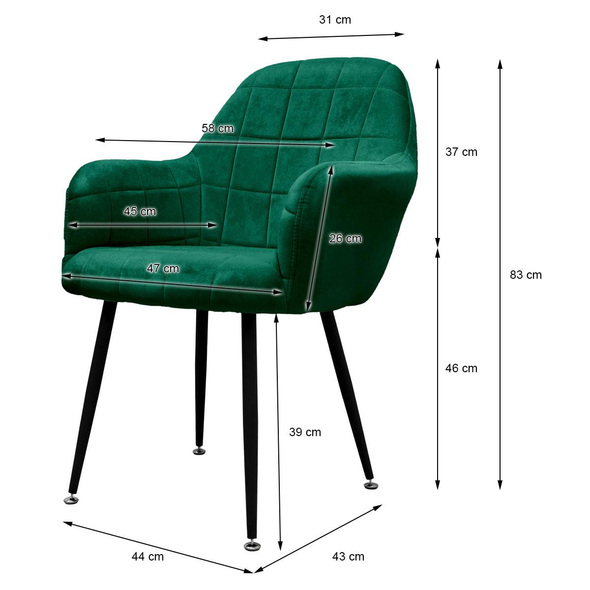 ESSZIMMERSTUHL 2er Set Dunkelgrün Samt - Dunkelgrün/Schwarz, Textil/Metall (60/84/58cm) - ML-DESIGN