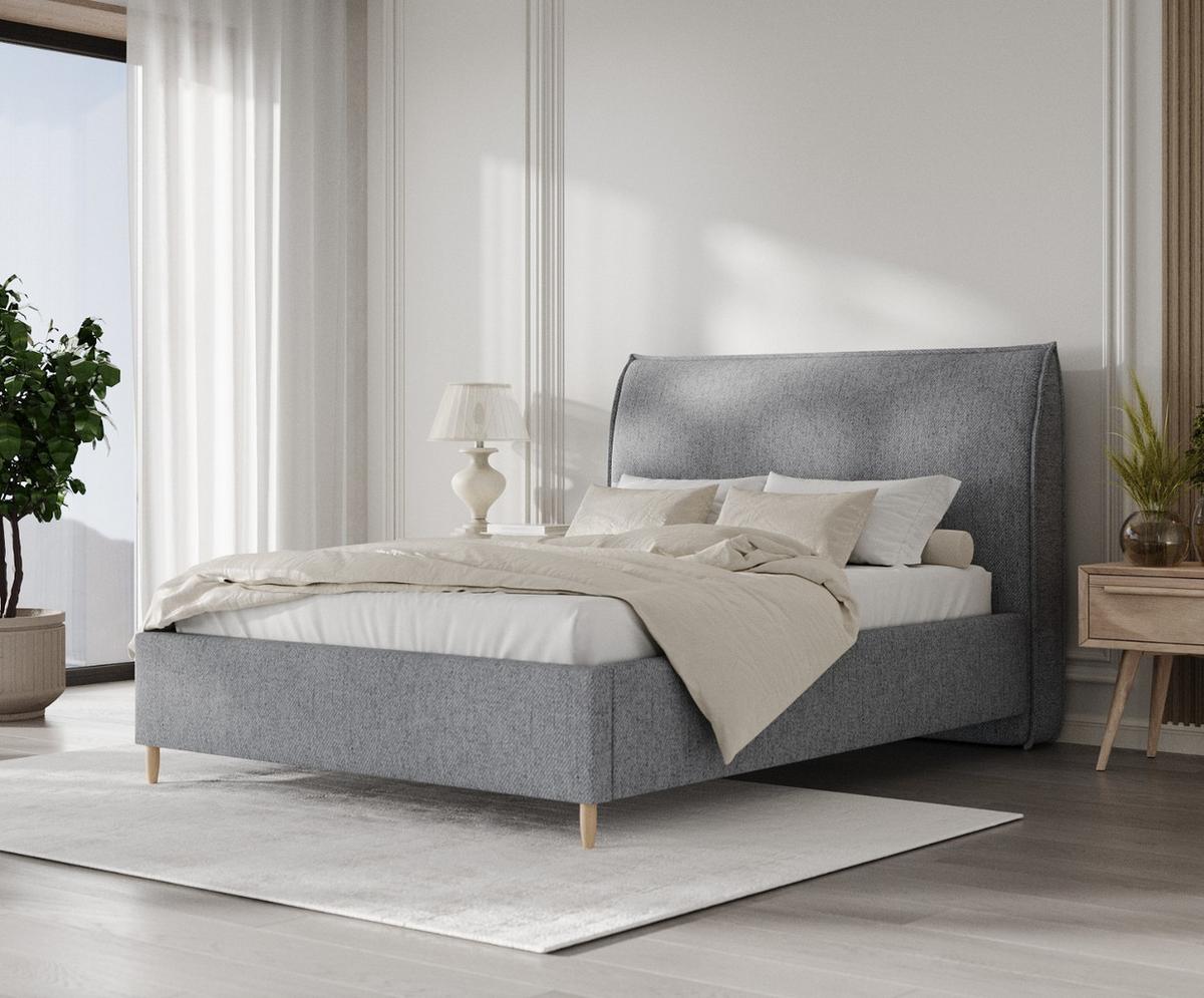 POLSTERBETT Mira 160/200 cm Grau im Neve Stoff - Naturfarben/Grau, Holz/Holzwerkstoff (160/200cm) - AltaBeds