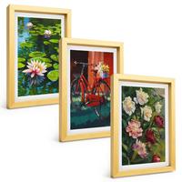 BILDER SET 3er Set - 20x30 cm Goldrahmen - Lilien im Garten, bunte Blumen - Goldfarben, Kunststoff (20/30cm) - TULUP