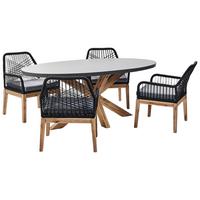 GARTENMÖBEL-SET 4-Sitzer Schwarz Beton Oristano - Grau, Stein - Beliani
