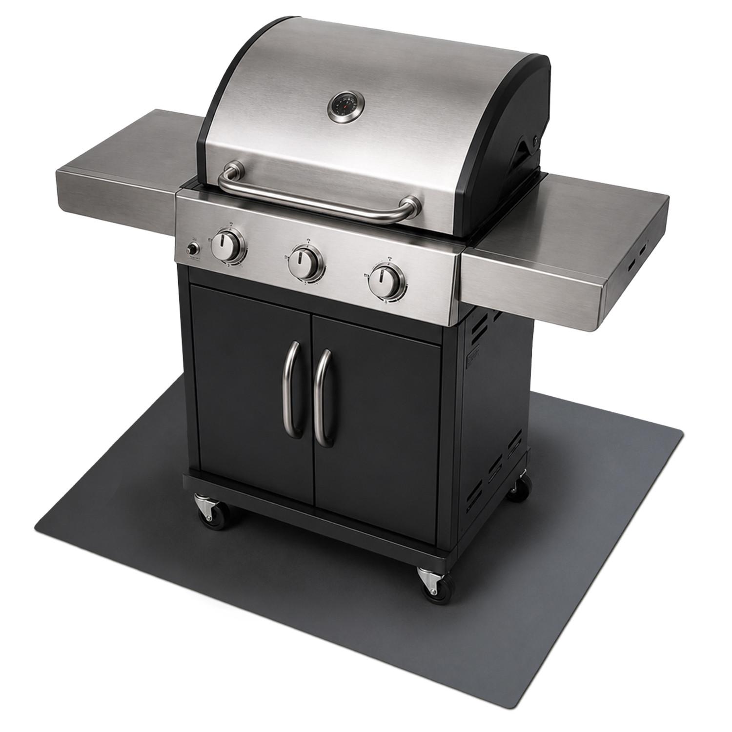 GRILLUNTERLAGE Bodenschutzplatte Metall Schwarz 100x70 cm - Schwarz, Metall (100/70/0.1cm) - TULUP