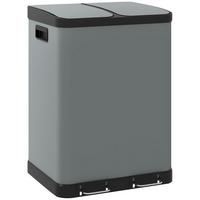 MÜLLEIMER 2 x 30L - Grau, Metall (39.5/67/48.8cm) - HOMCOM