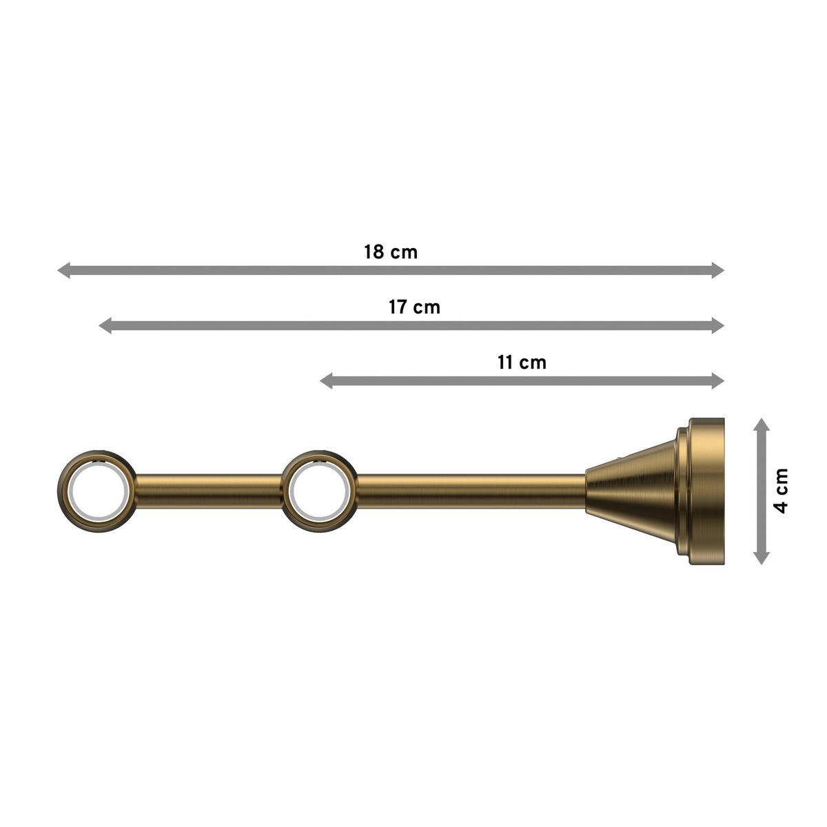 GARDINENSTANGE Primus Alessia 160 cm, 2-läufig, 16 mm Ø Messing Antik - Messingfarben/Bronzefarben, Metall (160cm) - INTERDECO