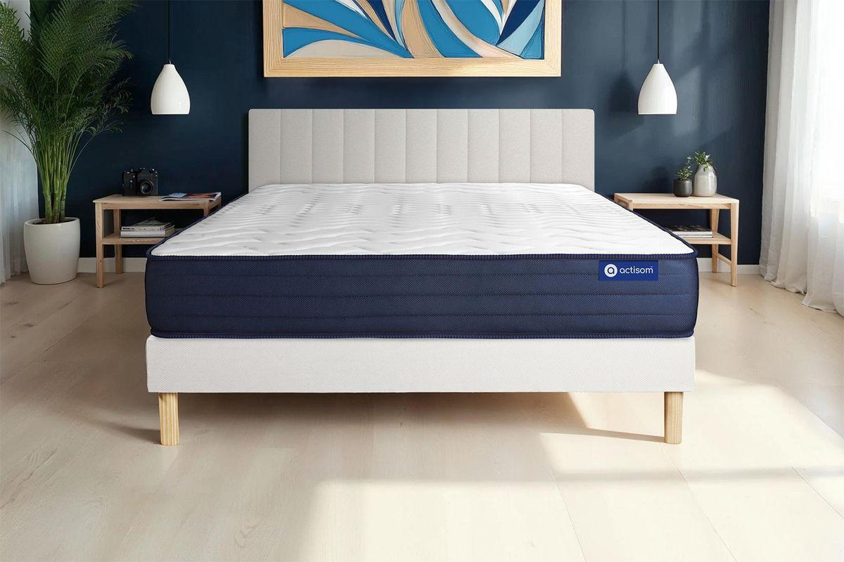 BETT Actiflex life Taschenfederkern und Memory-Schaum 80 x 200 cm h4 - Kit Bettgestell Weiß - Beige/Weiß, Karton/Holz (80/200cm) - ACTISOM