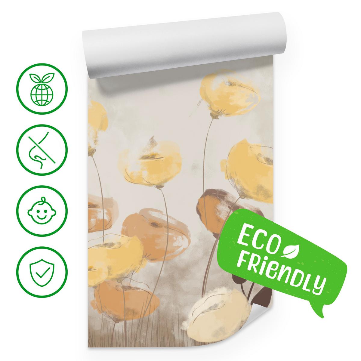 FOTOTAPETE Blumen Feldpflanzen Abstraktion 450x315 - Gelb/Beige, Papier (450/315cm) - Muralo