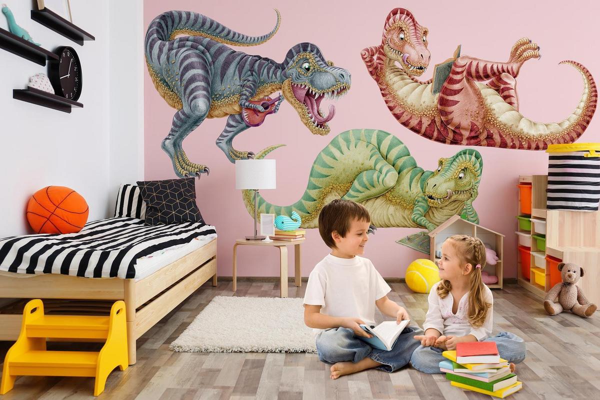 WANDAUFKLEBER 60x91cm - Bunte Dinosaurier - Multicolor, Kunststoff (60/91/0.1cm) - Wallfluent