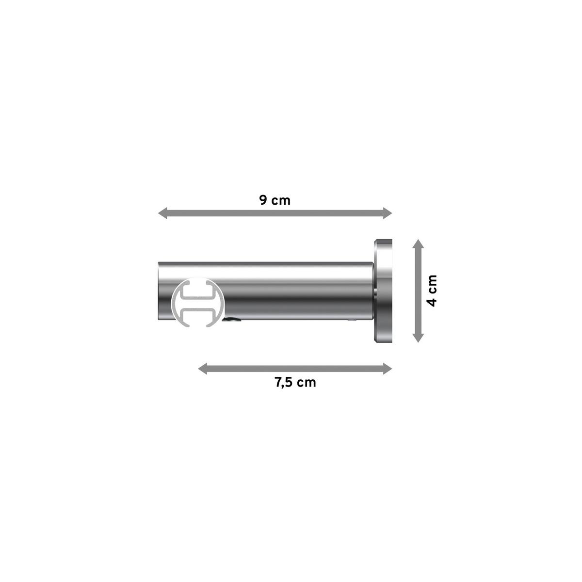 GARDINENSTANGE INNENLAUF Platon Verano 360 cm (geteilt in 2 x 180 cm), 1-läufig, 20 mm Ø Chrom - Chromfarben/Weiß, Metall (360cm) - INTERDECO