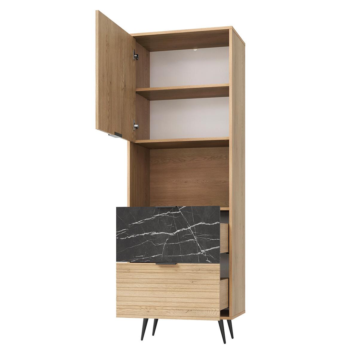 LUKA Holz und Schwarz - Schwarz, Holzwerkstoff (62.5/180/40cm) - Petits-meubles