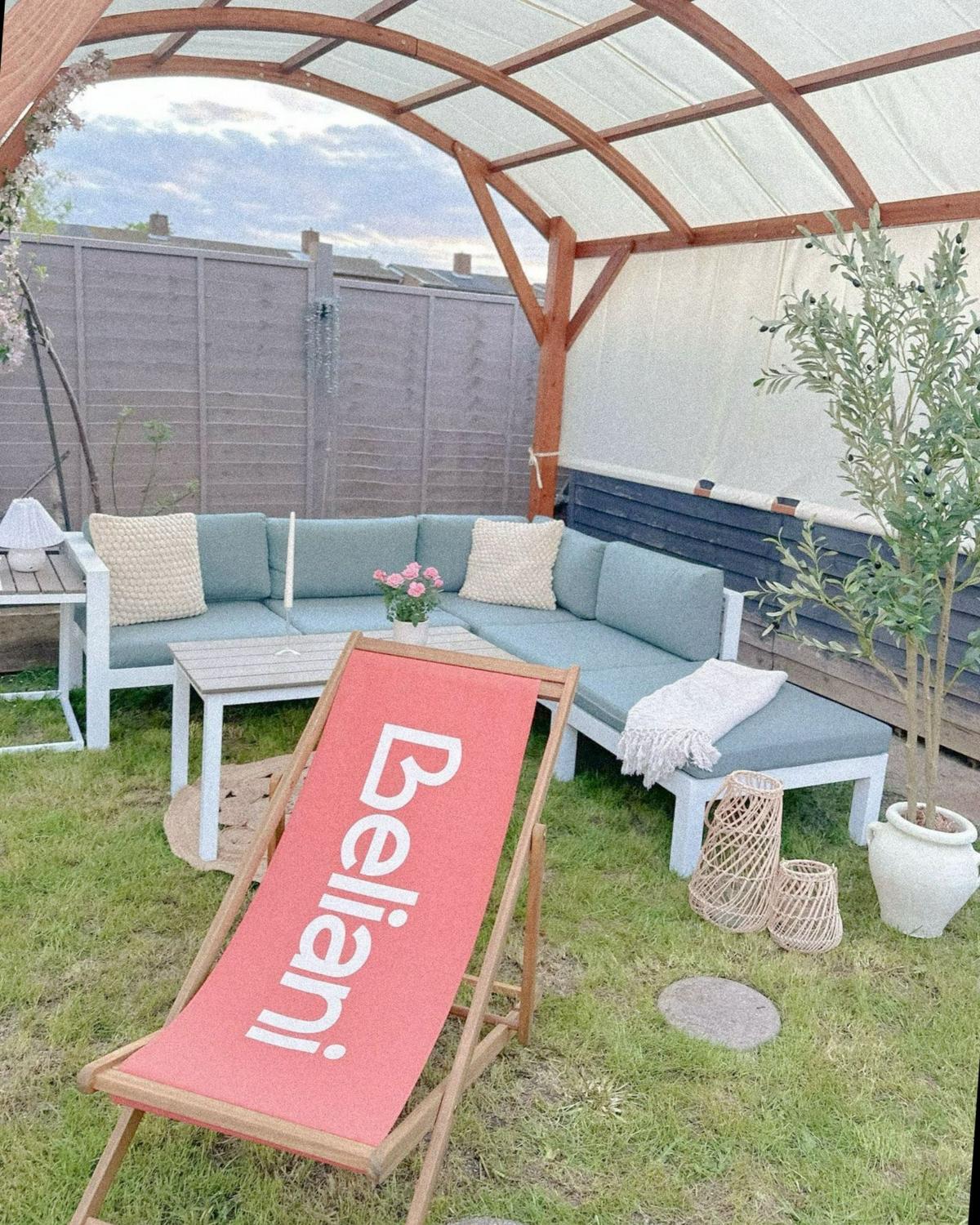 GARTENLIEGE Rot Anzio - Hellbraun/Rot, Textil (54/70/97cm) - Beliani