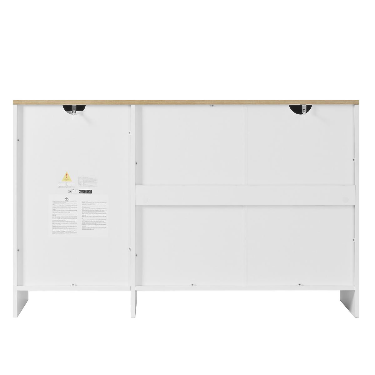 SIDEBOARD mdf in weiß & natur, 3 türen, 1 schublade & verstellbare böden - Weiß, Holzwerkstoff (120/75/40cm) - Urban Meuble
